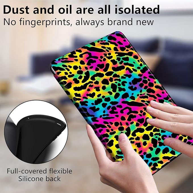 for All-New Amazon Kindle Fire HD 10 Tablet Case (13th Generation, 2023 Release) 10.1", 360 Degree Rotating Stand Cover with Auto Wake Sleep Case for Fire Tablet 10 2023,Colorful Leopard Print