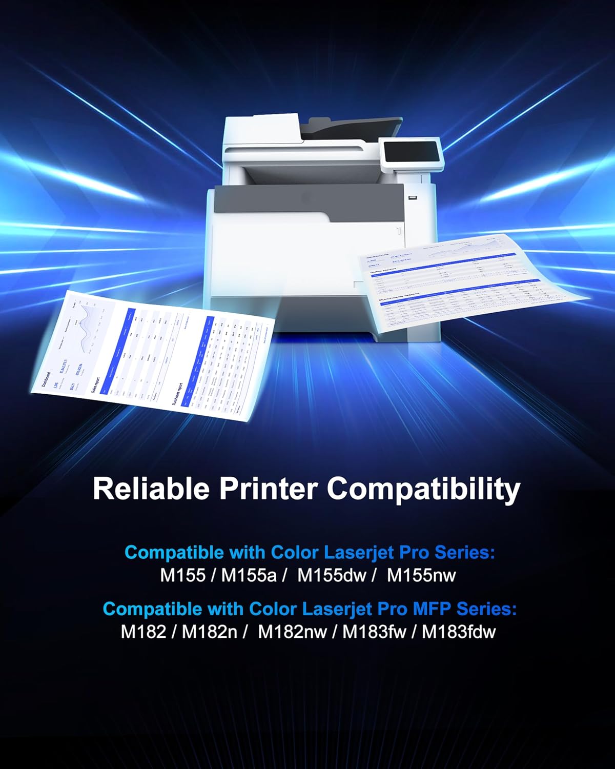 215A Toner Cartridges (with Chip) - Replacement for HP 215A Toner Cartridges 4 Pack for HP 215A work for HP Color Laseret Pro MFP M182nw M183fw M183fdw M155dw M155nw Series Printer（4 Pack, 215a toner）