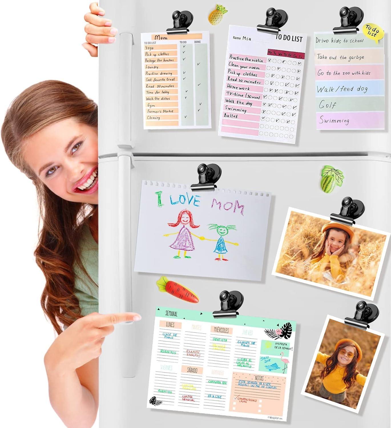 VNDUEEY 22 Pack Black Magnetic Clips for Whiteboard, Refrigerator Magnets Fridge Magnets, Magnet Clips for Home Kitchen & Office Organizing, Magnetic Paper Clip Holder