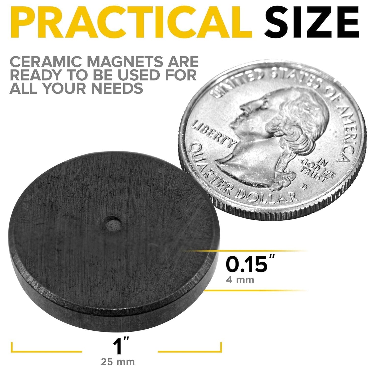 X-bet MAGNET 120pcs Alnico Round Disc Magnets, 1 Inch (25mm), Grey - Craft Ceramic Magnets