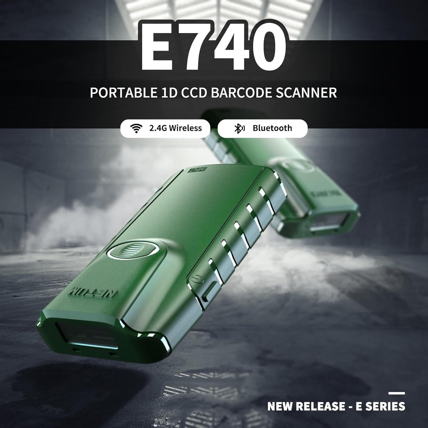 NETUM Bluetooth 1D Barcode Scanner, 3-in-1 Small Portable CCD Bar Code Reader Automatic Wireless Gun Scan Back Clip Work with Tablet iOS Android Windows MacOS for Warehouse Inventory POS (1D - E740)