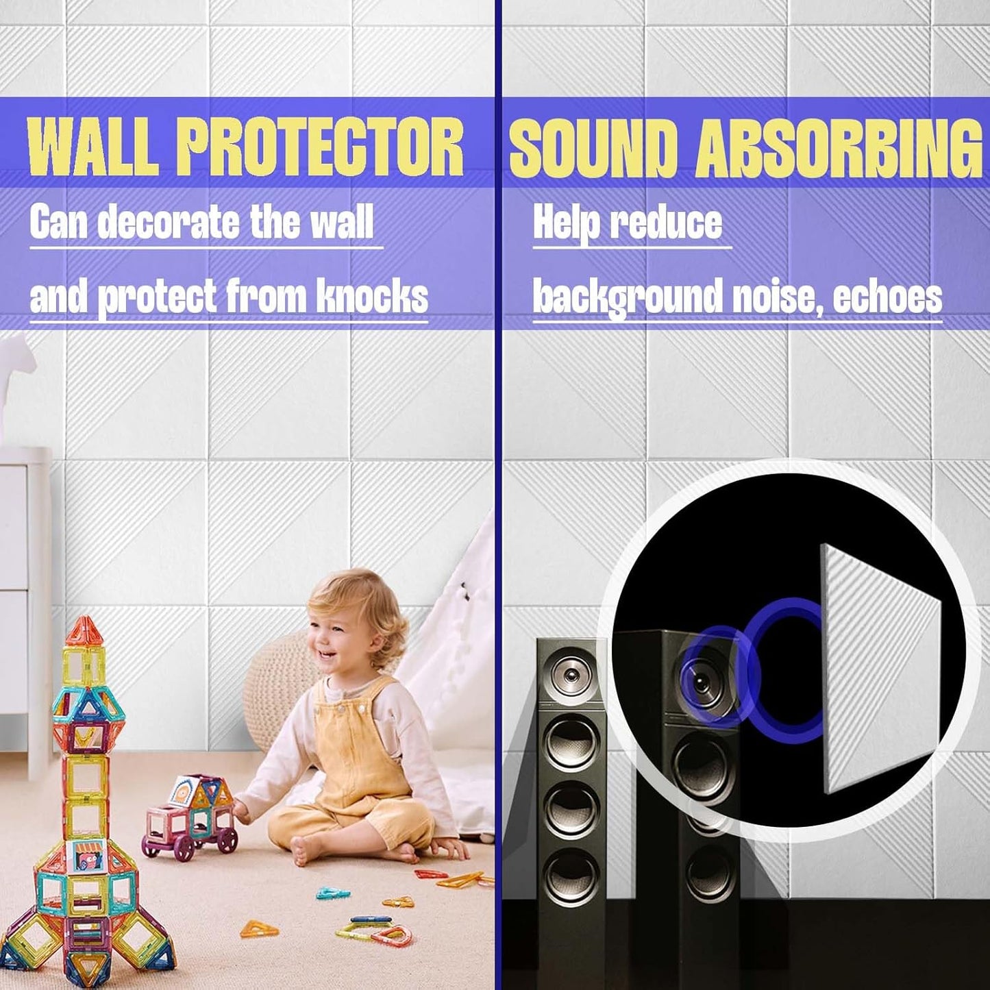 Large Cork Board for Walls 48"x 36", 12 Pack Felt Wall Tiles with Safe Removable Adhesive Tabs, Cork Board for Office,Pinboard Bulletin Board - White