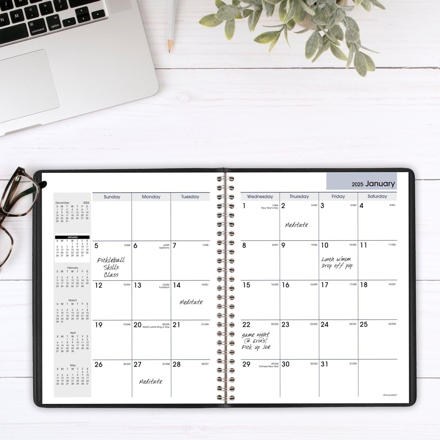AT-A-GLANCE 2025 Planner, Monthly, 7" x 8-3/4", Medium, DayMinder, Black (G4000025)