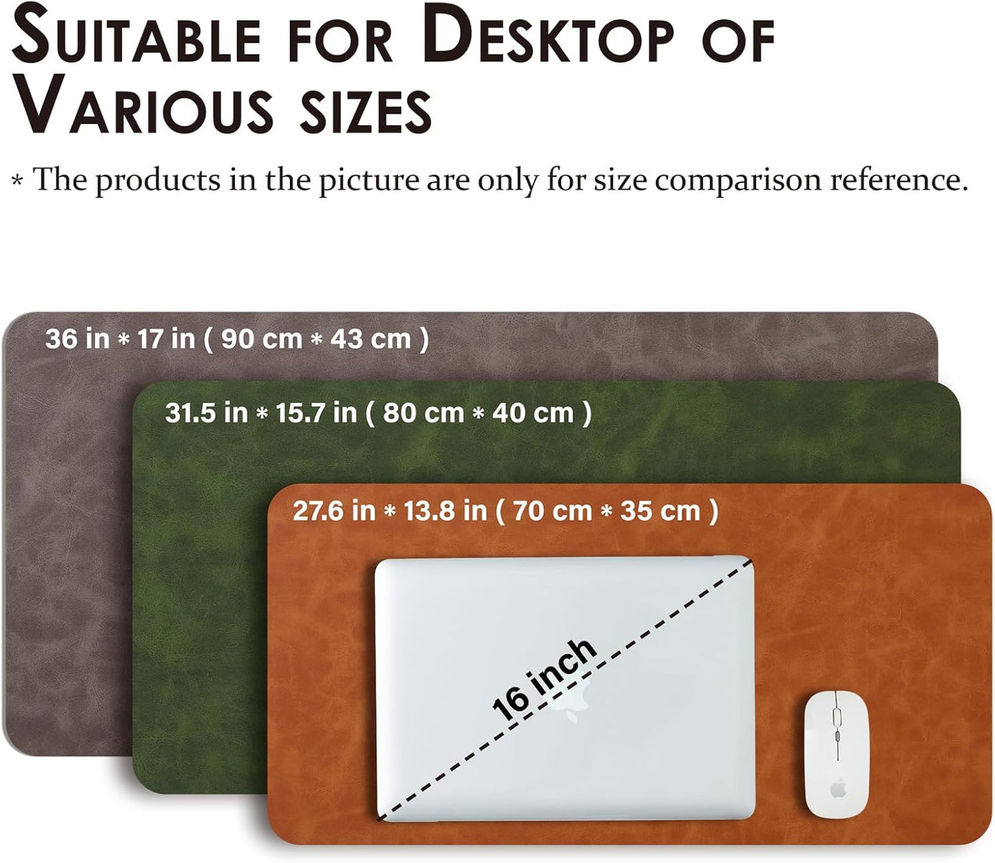 Distressed Leather Desk Mat - Non-Slip PU Desk Pad for Office and Home - Desk Organization and Accessories - Ideal for Large Mouse Pad and Desk Mats on Top of Desks(Slate Gray,36"x 17")