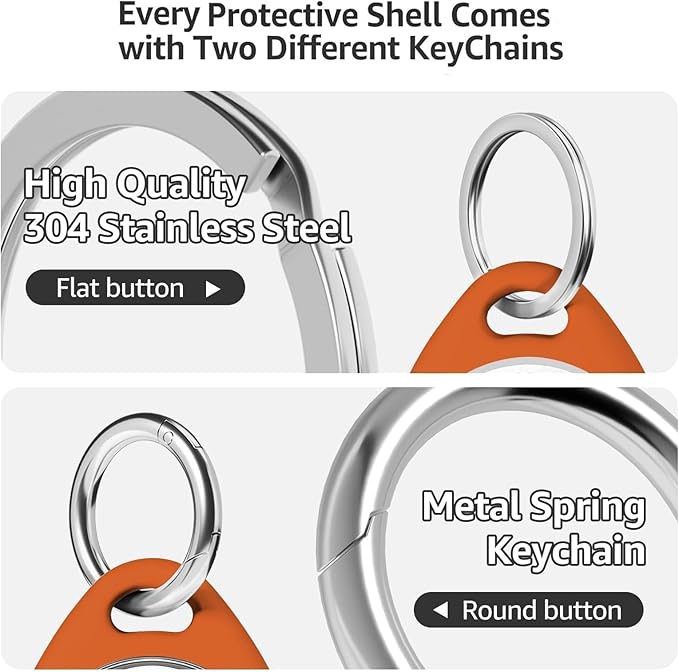 for AirTag Keychain Holder with Wire Cable, Secure Lock Case for Air tag, Compatible with AirTags, Key Ring Chain Luggage, for Airtag Accessories for GPS Item Finder Tracker, Orange
