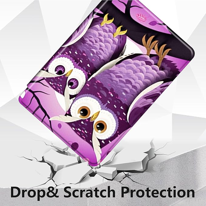 for Fire HD 10 Tablet Case 11th Generation 2021 and Amazon Fire HD10 Plus Case 10.1", 360 Degree Rotating Stand Smart Protective Case,for Fire HD 10 2021 Tablet,Pink Owls