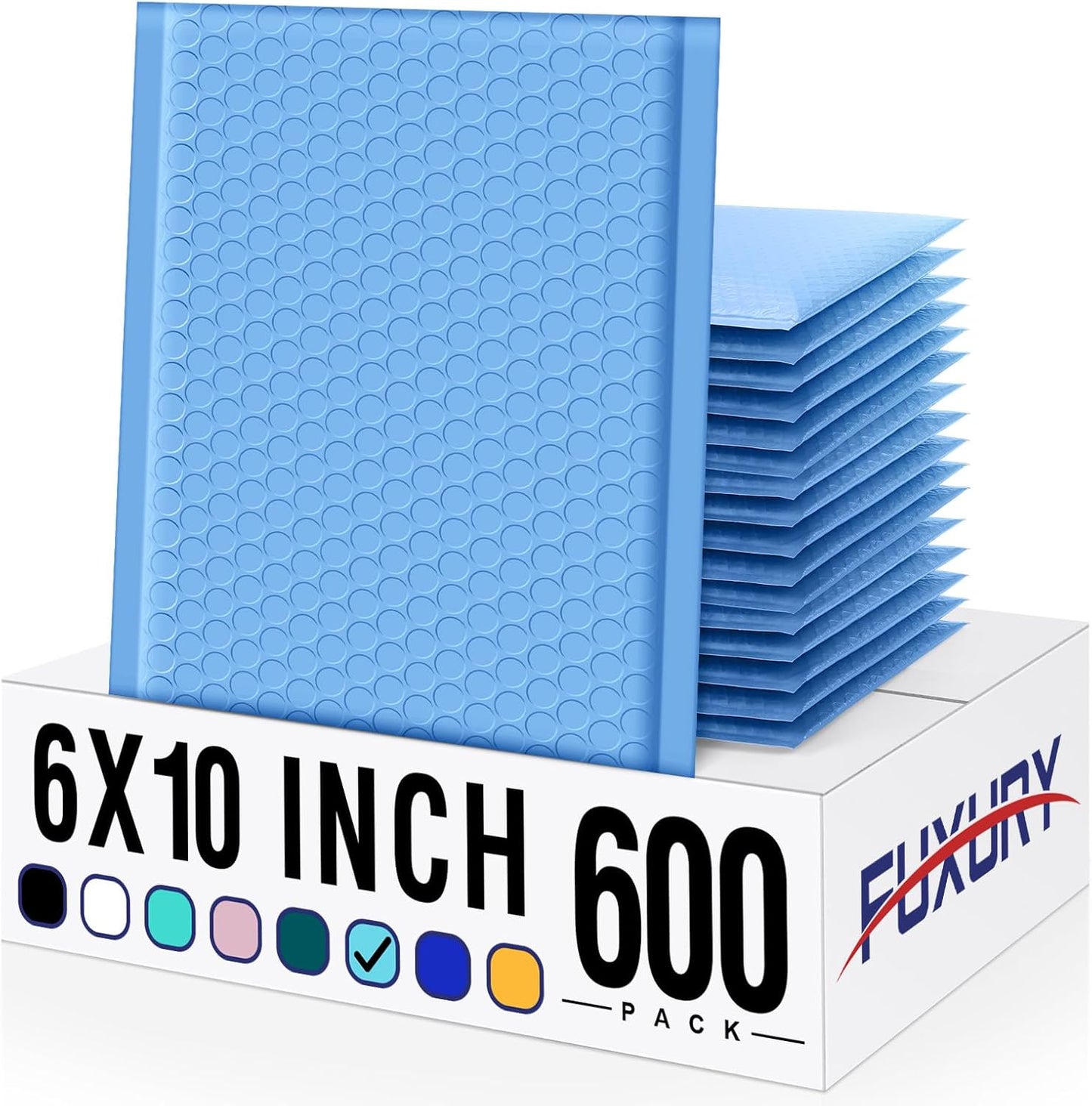 Fuxury Bubble Mailer 6x10" 600 Pack Light Blue,Self-Seal Adhesive Packaging Bags, Waterproof Poly Bubble Mailers Bulk, Mailing Evenploves Packaging For Jewelry, Cards, Makeup, CD, Small Business #0