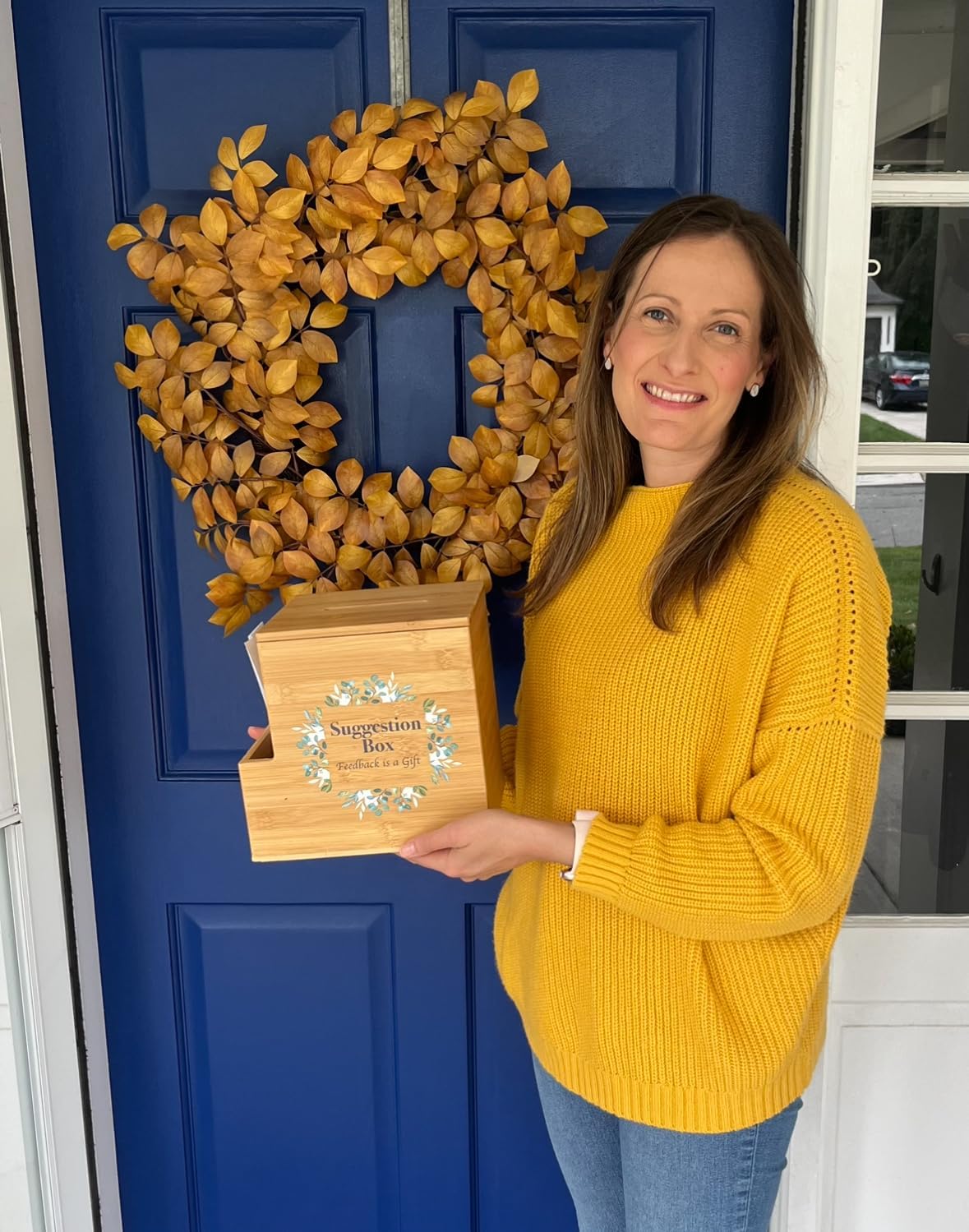 Suggestion Box with Slot, Donation, Rustic Feedback for Patient Care and Prayer Requests, 8H x 5.5W x 7.5L inch, Sustainable Bamboo Wood, School Voting