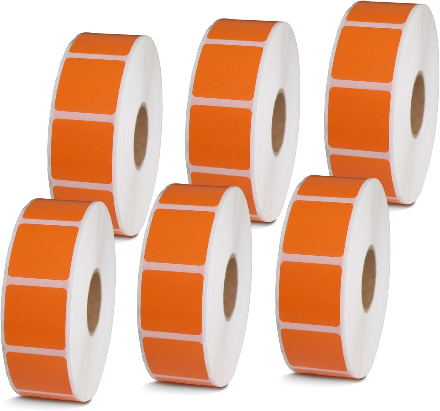 BETCKEY - 1" x 1" Square QR Code Labels Compatible with Zebra & Rollo Label Printer,Premium Adhesive & Perforated[Orange, 6 Rolls, 8280 Labels]