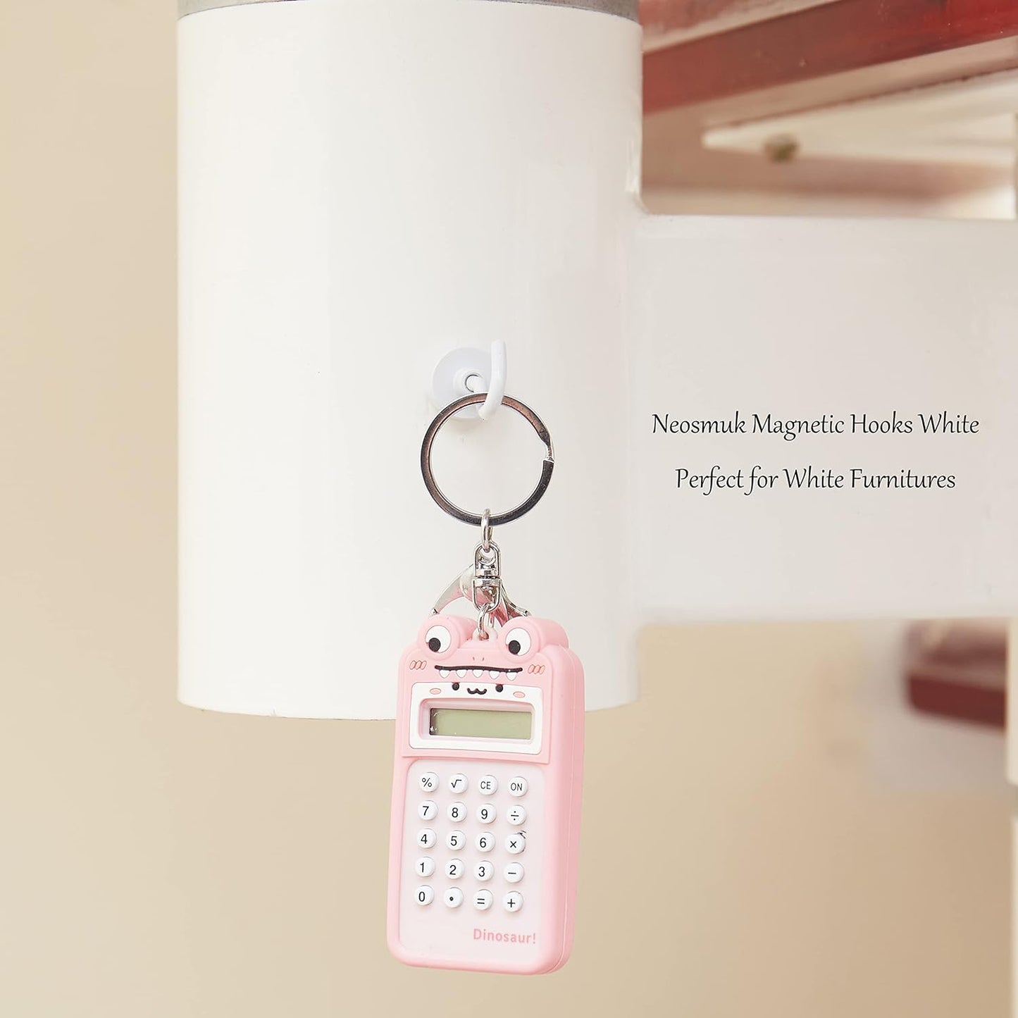 Neosmuk Magnetic Hooks,30lb Heavy Duty Earth Magnets with Hook for Refrigerator, Extra Strong Cruise Hook for Hanging, Magnetic Hanger for Curtain, Grill (White, 4 Pack)