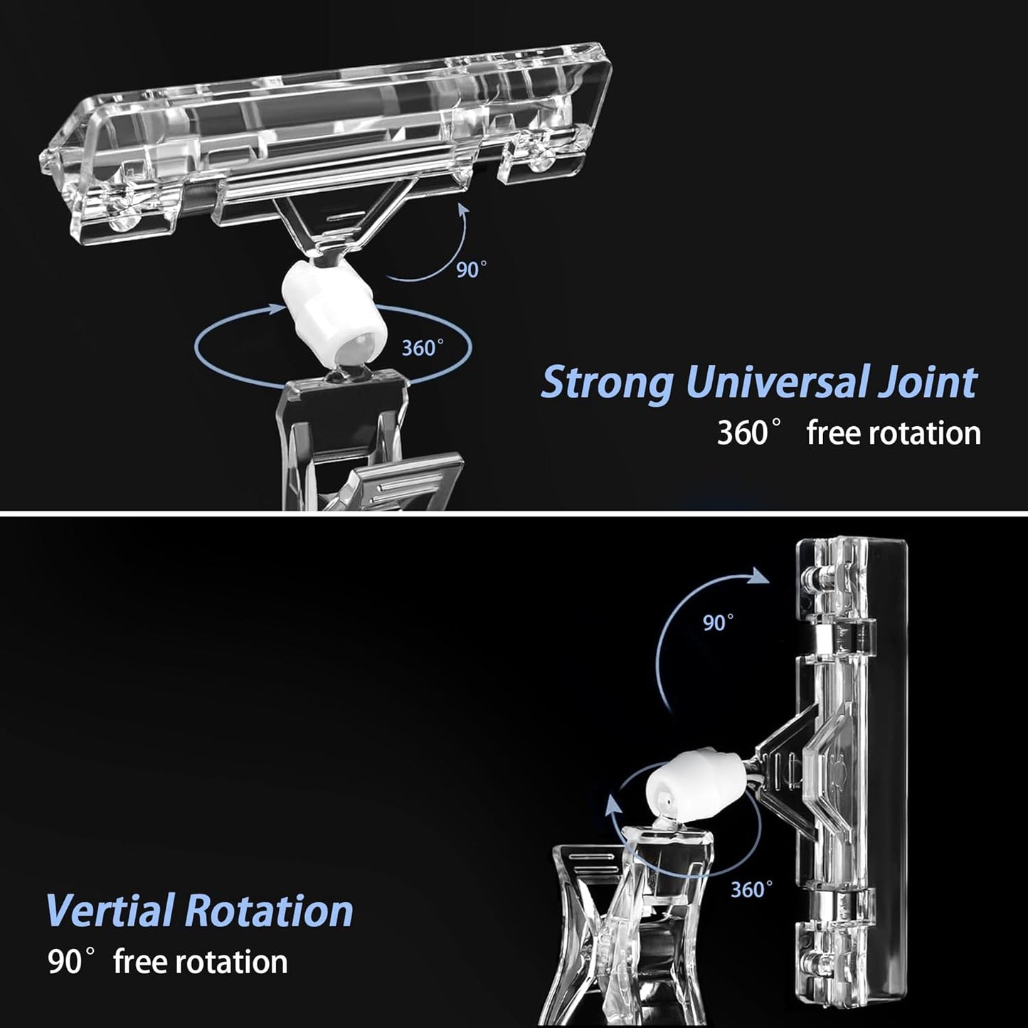 Mlici Sign Clip Holder for Display, 26 Pieces Merchandise Clothing Rack Signs for Retail, Clip on Clear Sign Holder for Label, Basket, Business Cards
