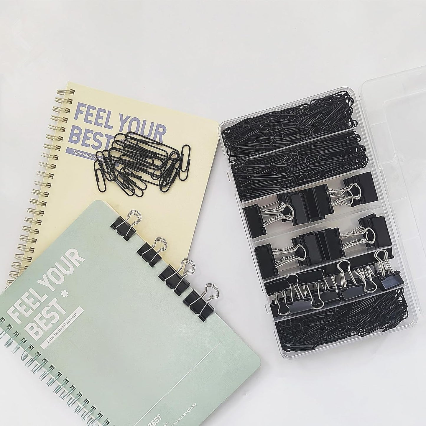 Black Paperclips Office Supplies Set Small Medium Large Paper Clips and Binder Clips Assorted Sizes for Home, School and Office Supplies