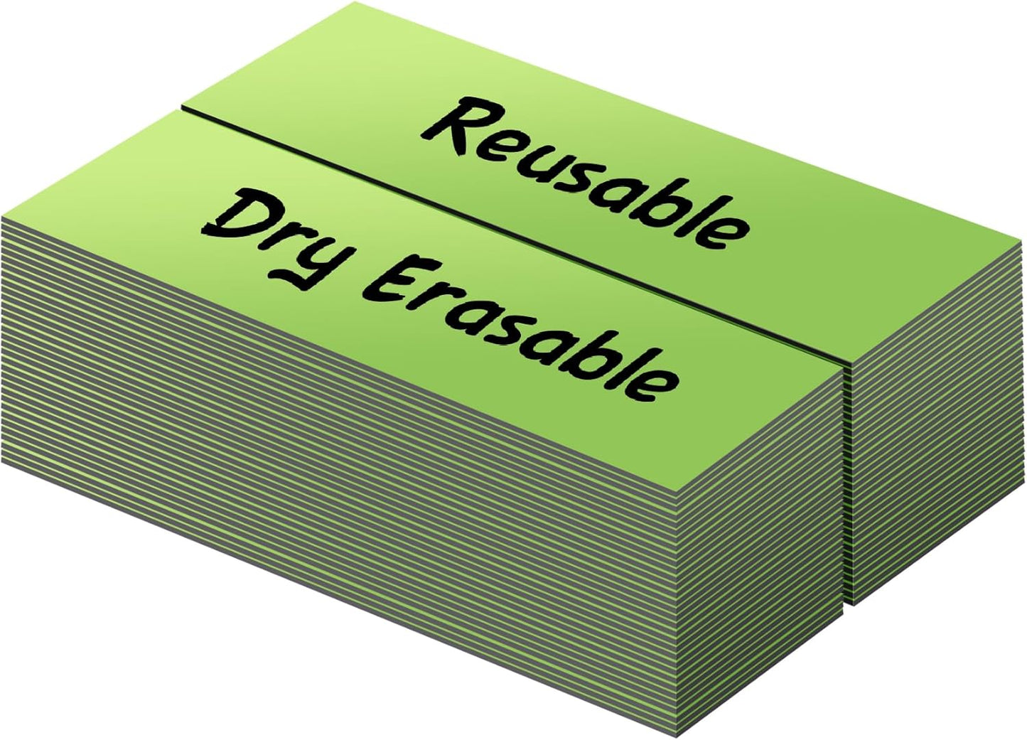 LLPT Dry Erase Magnetic Labels 0.5" x 2" 50 Packs Blank Writable Magnet Stickers Reusable for Refrigerator Shelf Whiteboard Toolbox Craft and Other Metallic Surfaces Green (DML0520GN)