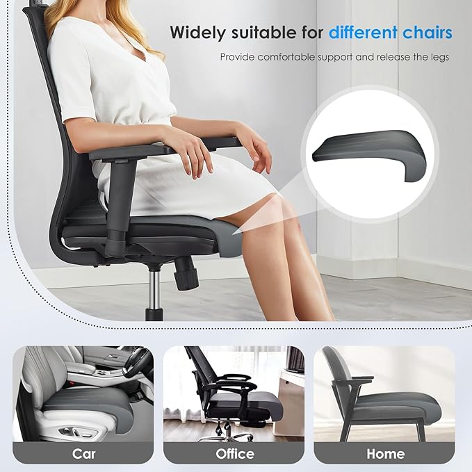 FLORICH Car Seat Extender Leg Extender Support Cushion for Driver Seats Office Chair, Leather Carseat Leg Support for Long Drivers Universal Car Seat Cushion Legs Rest Pads-Light Grey