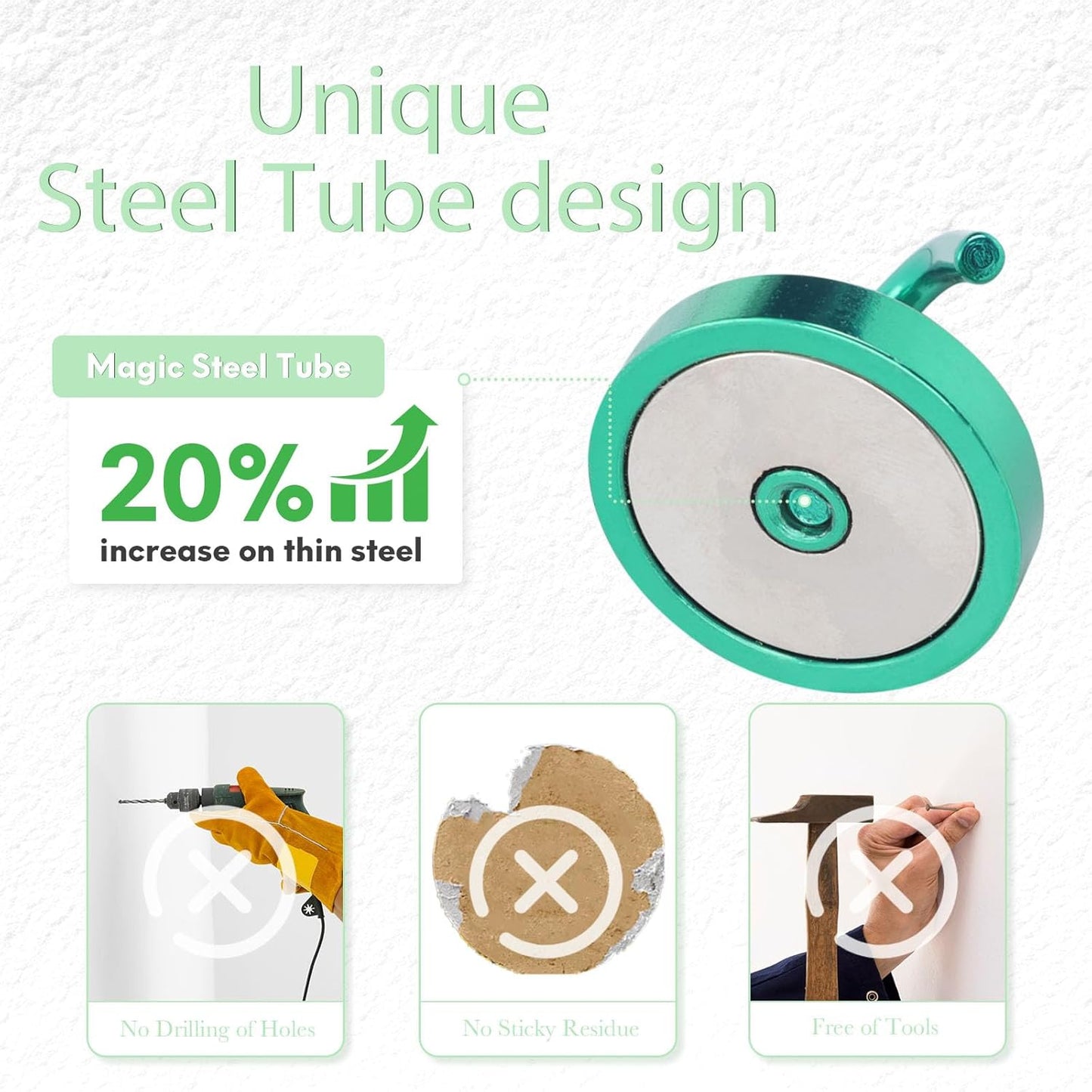 Neosmuk Magnetic Hooks, Heavy Duty 170lb Strong Magnets for Cruise Cabins, Ship Essentials, Large Metal Hooks for Hanging on Fridge(Green,Pack of 4)