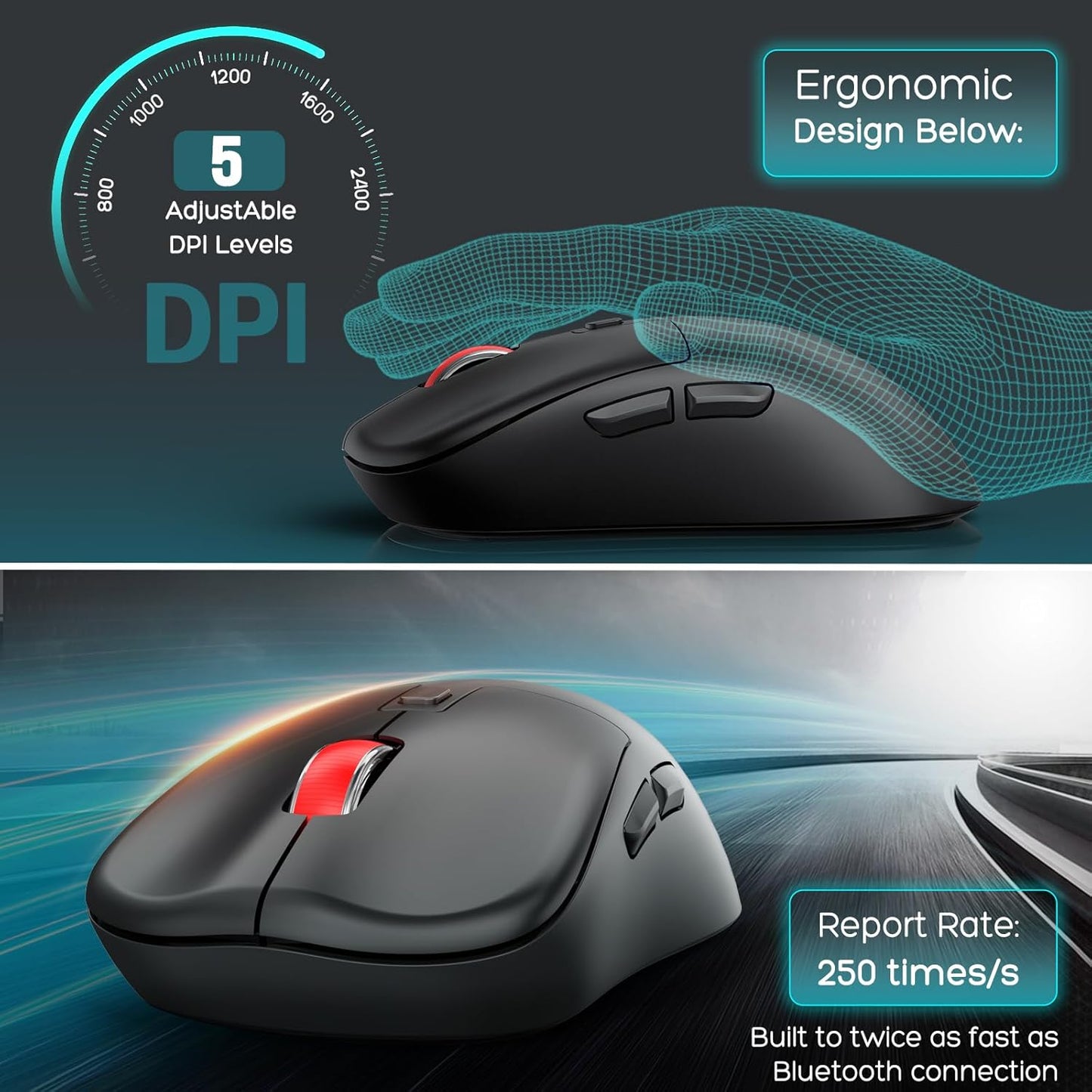 Ergonomic Wireless Keyboard and Mouse with Wrist Rest，Phone Holder - 2.4GHz Full-Sized Low-Profile Quiet Wireless Mouse and Keyboard Combo for Computer, Laptop, PC, Mac-Grey