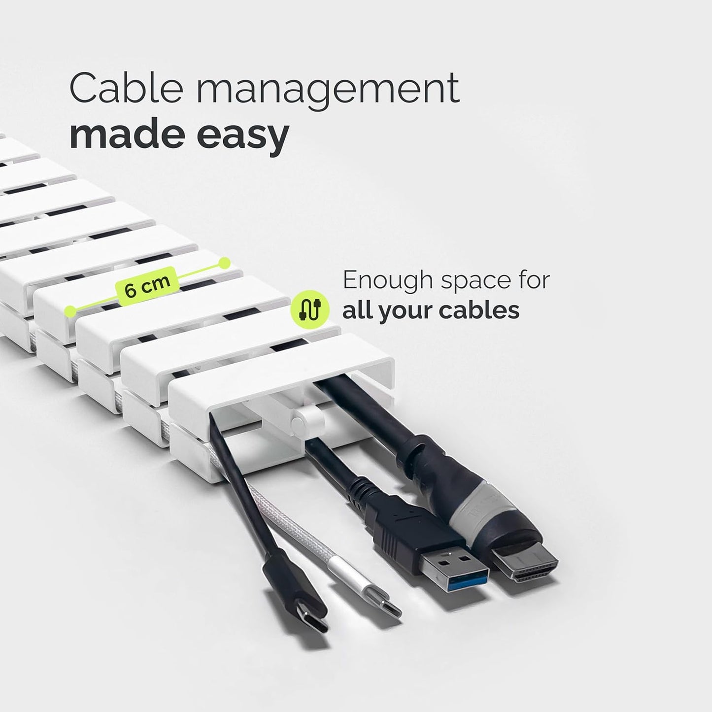 VALU Cable Management Spine – 49 Inch Cable Organizer for Standing & Fixed Desks – Sturdy & Flexible with Magnetic Link – Cord Management System Under Desk with Steel Base & Non-Slip Pads