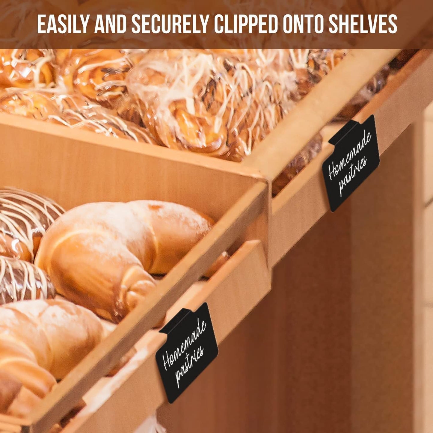 Basket Labels Clip On for Pantry Organization and Storage Baskets Bin Labels - Small Chalk Labels for Baskets - Black Bin Clip Labels for Baskets - Chalkboard Basket Tags Dry Erase Bin Labels Clip On