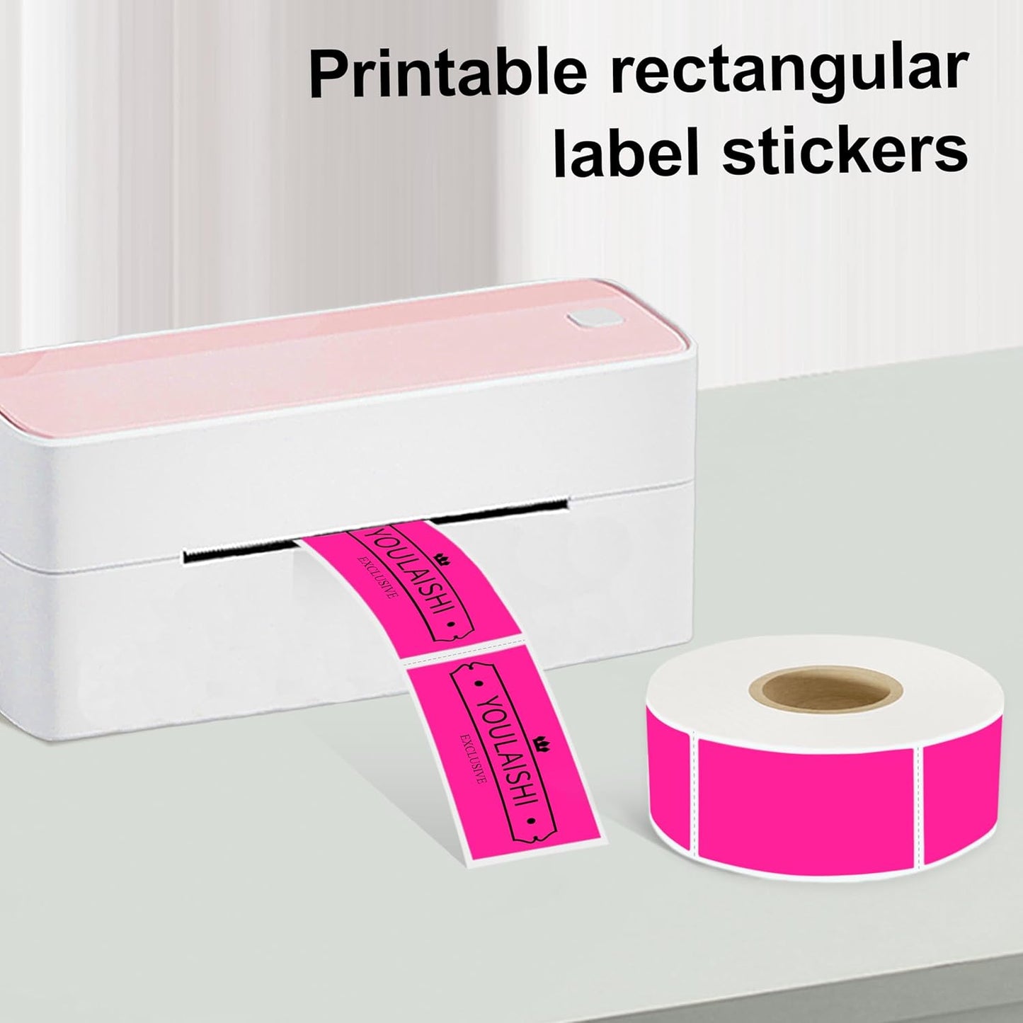 1X2 inch Label Stickers Roll for Thermal Printer 500PCS Colored Removable Freezer Labels Waterproof Blank Sticker Labels to Write on for Food Containers and Jars, Fluorescent Pink
