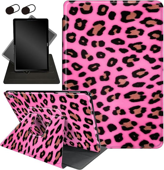 for All-New Amazon Kindle Fire HD 10 Tablet Case (13th Generation, 2023 Release) 10.1", 360 Degree Rotating Stand Cover with Auto Wake Sleep Case for Fire Tablet 10 2023,Pink Leopard