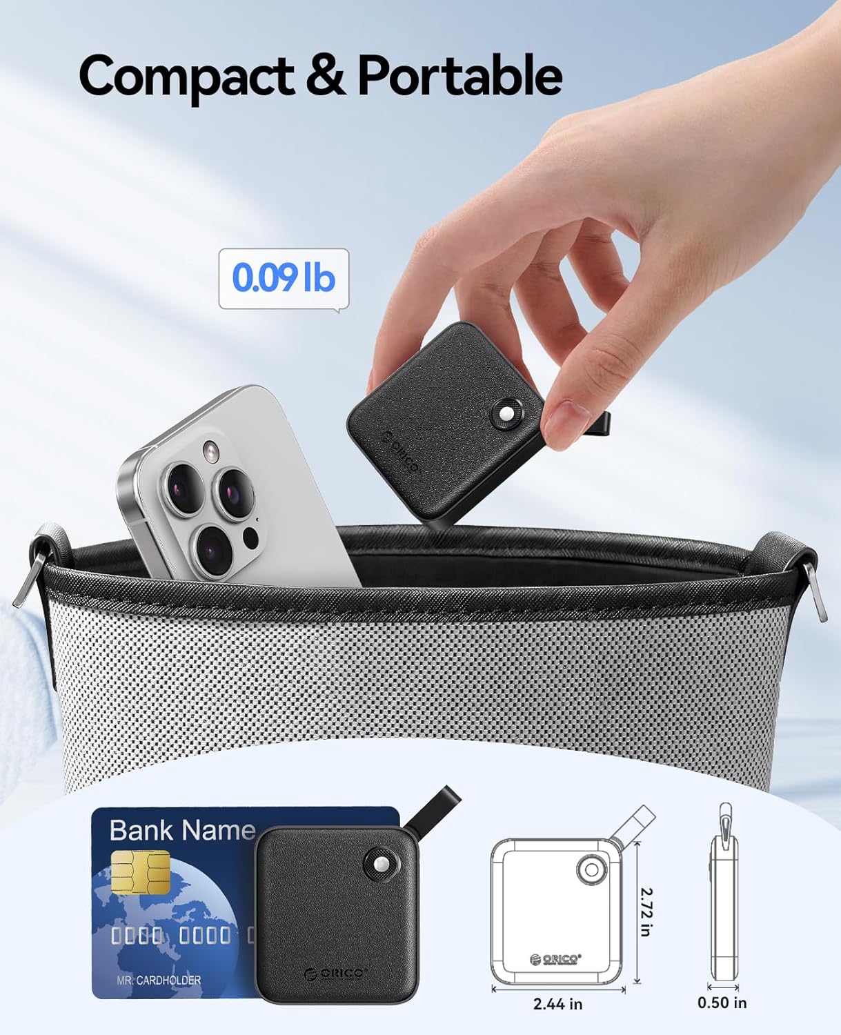 ORICO Portable SSD 512 GB with 2 in 1 USB C Cable, External Solid State Drives, Up to 460MB/s, Status Indicator, Reliable Storage for USB-C Smartphone, Tablet, PC - B5PLUS