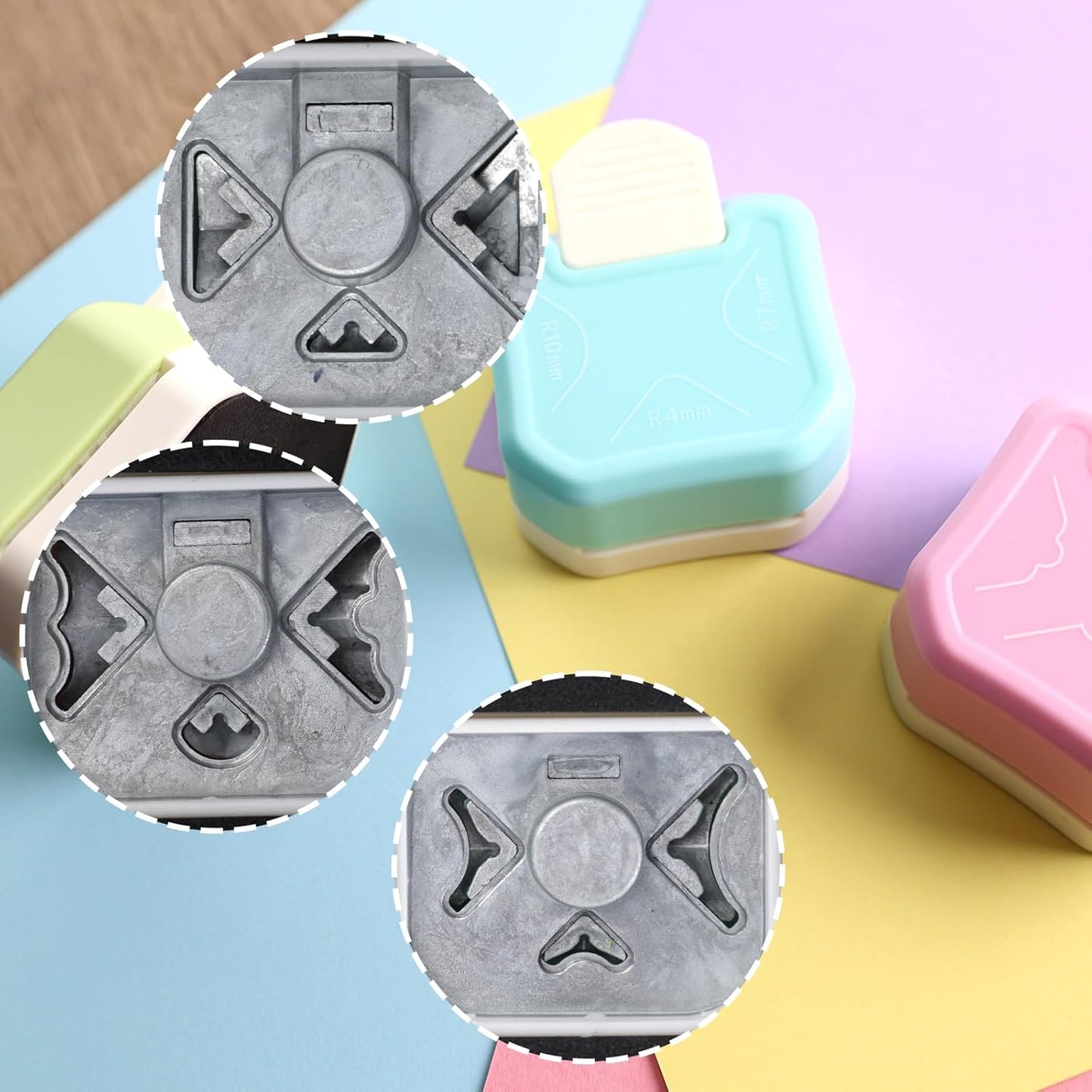 Koogel 3PCS 3 in 1 Corner Punch Set (Rounder + Beauty Shape + Chamfer Edges), 3 Way Cutter for Scrapbooking, Photocards & DIY Paper Crafts, Works Great with Laminate, Precision Professional Cutting