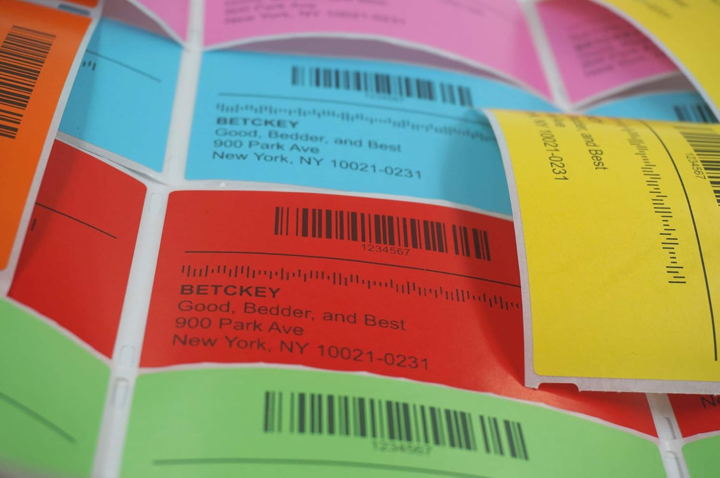 BETCKEY - 4" x 2" Barcode Shipping & Multipurpose Labels Compatible with Zebra & Rollo Label Printer,Premium Adhesive & Perforated[Red, 6 Rolls, 4500 Labels]