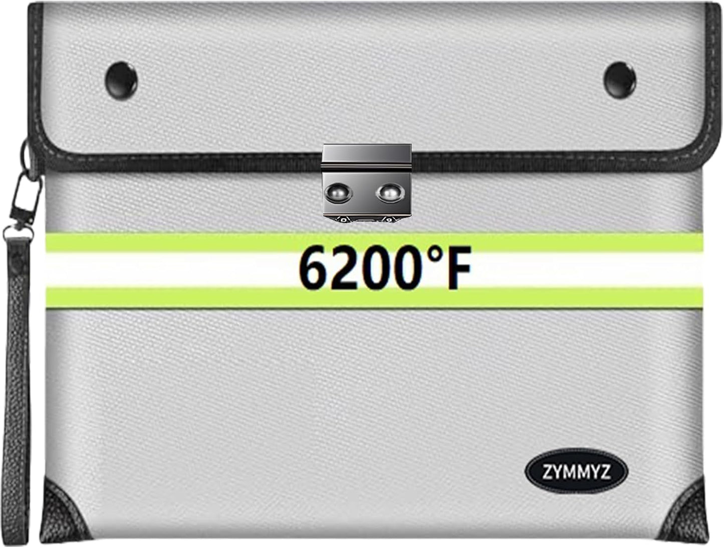 Fireproof Document Bag with lock Water Resistant Zipper,6200°F Heat Insulated Fire Proof Pouch with Soft Leather Hand Strap,Fire Envelope for Cash,Documents,Jewelry（Not Suitable for A4 Files）