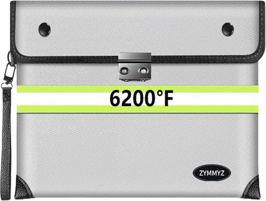Upgraded 6200°F Fireproof Document Bag Waterproof with Zipper,9 Layers of Heat Insulated Materials,Fireproof Money Bag for Cash,Valuables and Important Documents