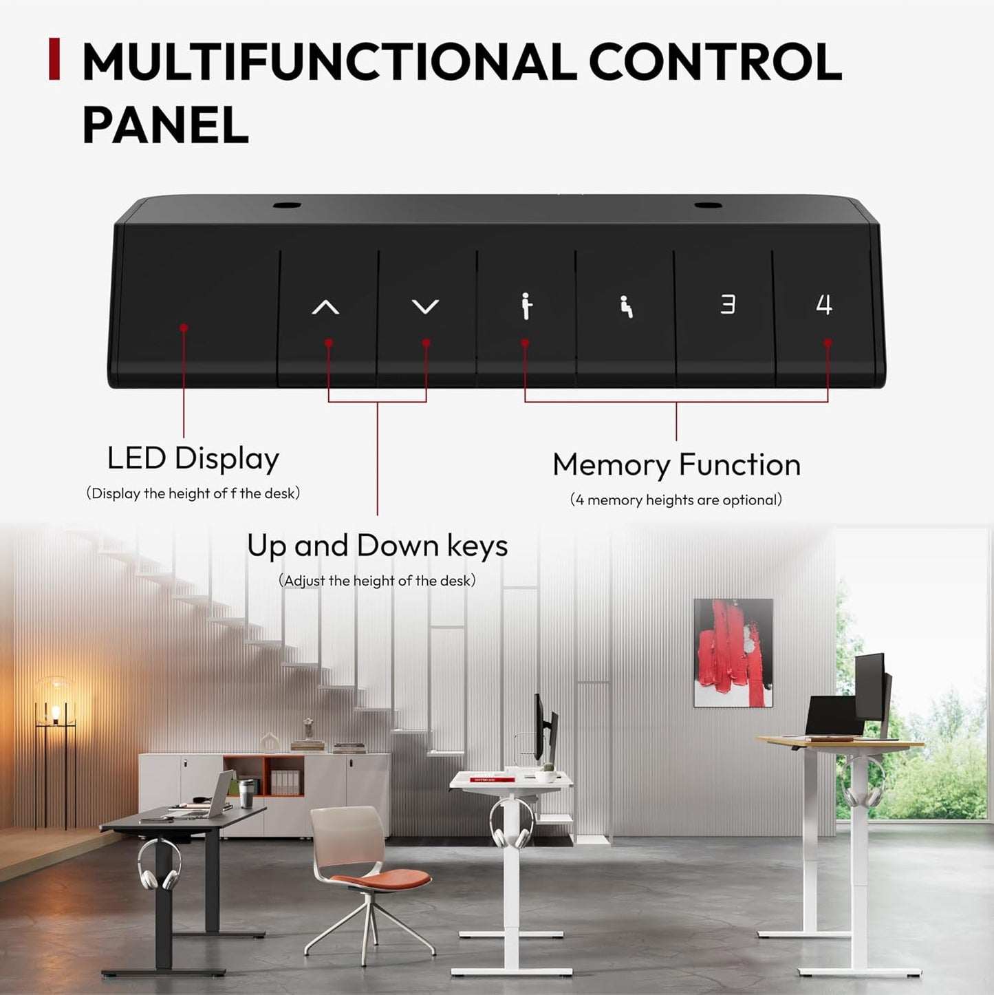 SANODESK Electric Standing Desk 55x24 Inch Height Adjustable Stand Up Desk Home Office Computer Workstation Sit Stand Home Office Desk with Splice Board (Black Frame + Black Top)