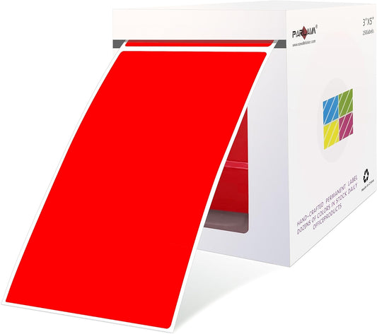 PARLAIM 3 X 5 Red Square Color Coding Stickers, Permanent Adhesive Rectangular Color Coded Inventory Labels 250pcs for Name Tags Moving Box