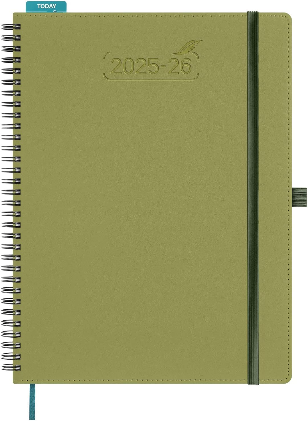 BEZEND Planner 2025-2026 Weekly and Monthly, 8.5" x 11" Academic Calendar (Jul 25-Dec 26) Vertical Daily Appointment with Hourly Timeslot & Monthly Tab, Spiral, PU Leather Softcover - Kiwi