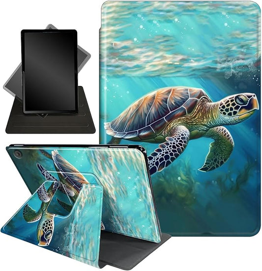 for Amazon Kindle Fire Max 11 Case (13th Generation, 2023 Release) 11",Mxfdegf 360 Degree Swiveling Stand Protective Cover with Auto Sleep/Wake,for All-New Fire 11 Max Tablet,Sea Turtle