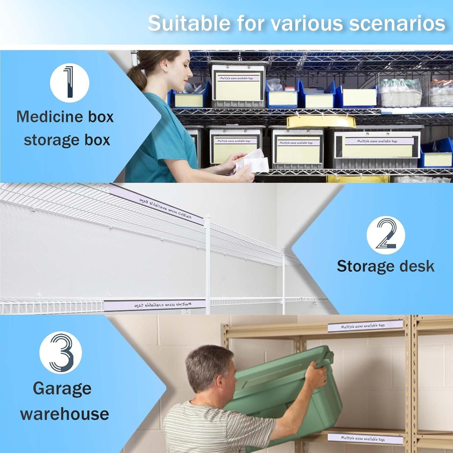 Eeoyu Magnetic Label Holders with Magnets Magnetic Data Card Holders with Clear Plastic Protectors for Metal Shelf, Whiteboard, Set of 30 (0.75 x 6 Inch)