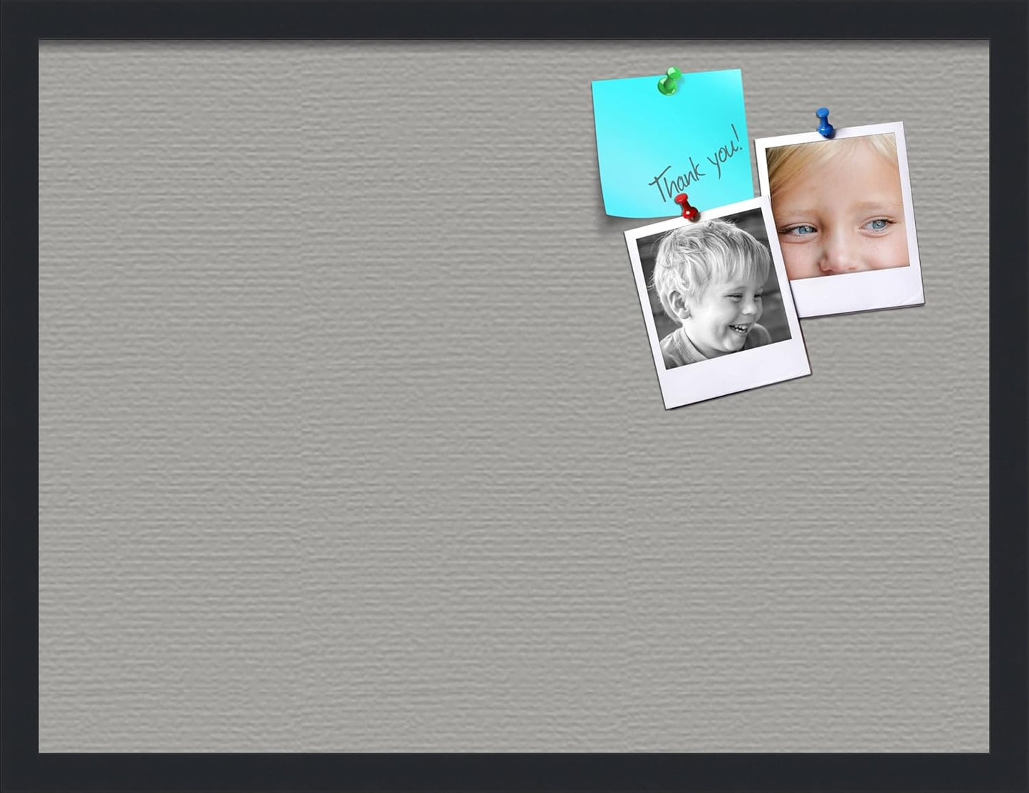 PinPix 24x18 Inch Cork Bulletin Board. This Decorative Framed Pin Board Comes with Dark Stone Design and a Satin Black Frame. Ideal for Home Office Decor or Message Board (PinPix-1808)