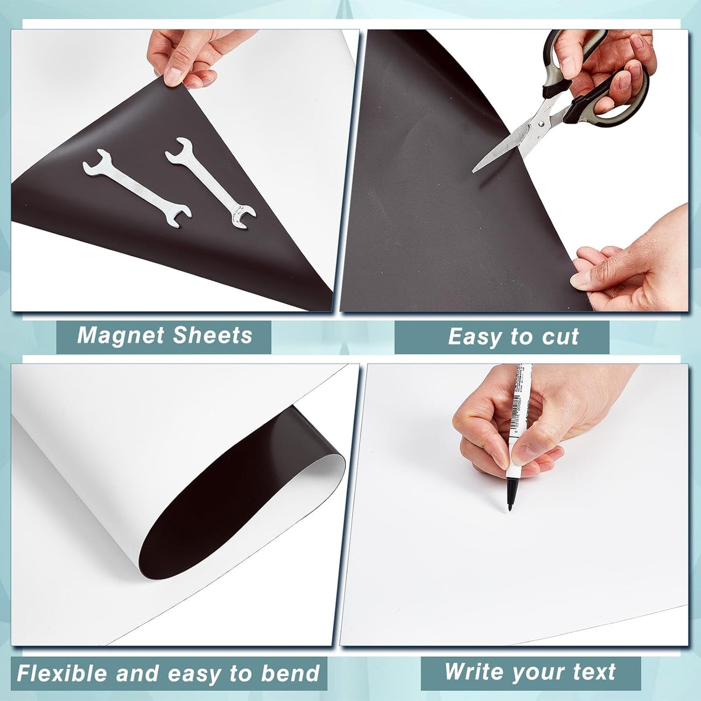 Amylove Blank White Surface Magnet Sheets 16 Inch x 5 Feet, 30 Mil Magnetic Roll Printable Flexible Vinyl Blank Magnetic Sign Sheet Safe for Vehicles DIY Craft Project