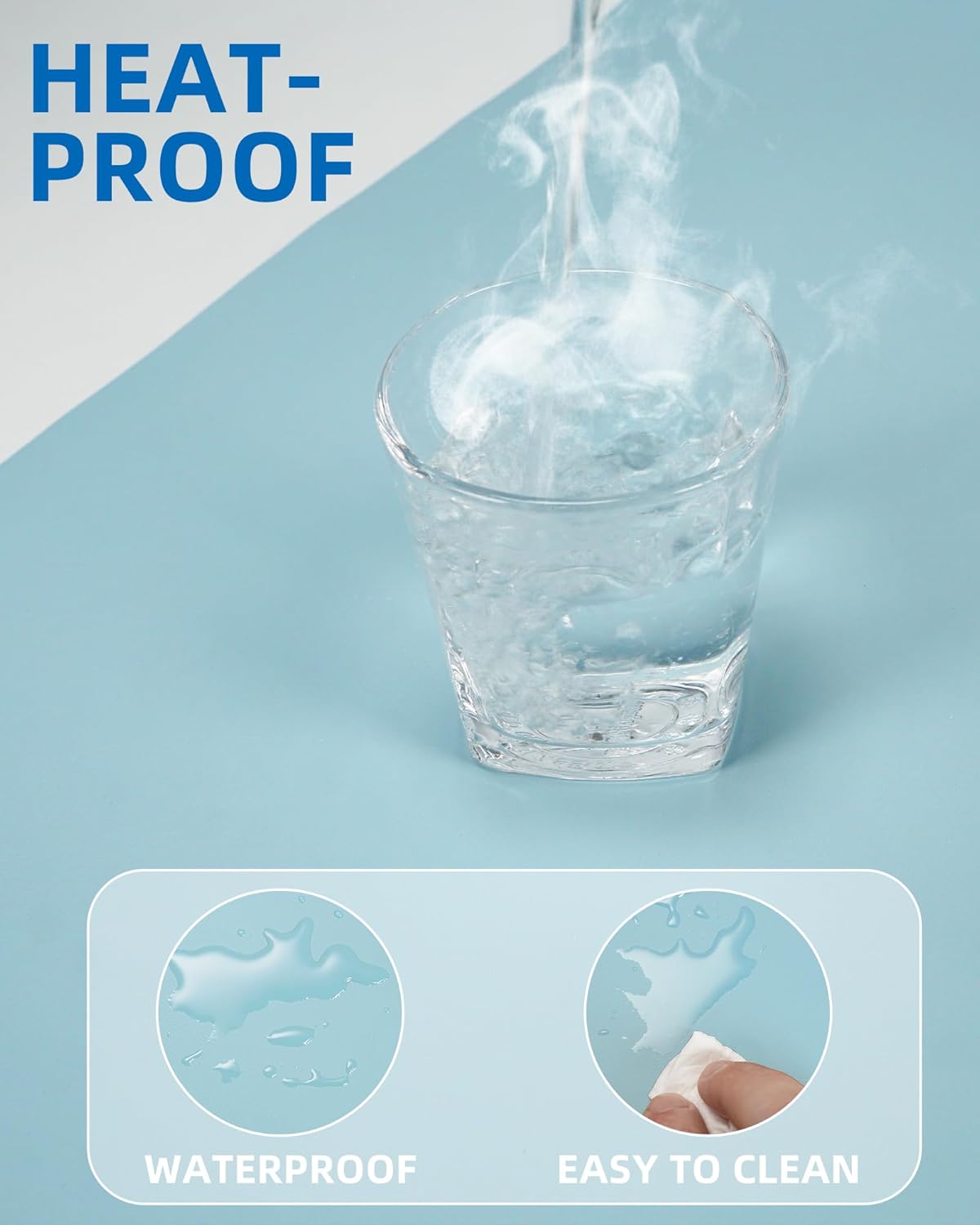 Leather Desk Pad Protector,Mouse Pad,Office Desk Mat, Non-Slip PU Leather Desk Blotter,Large Desk mat,Waterproof Keyboard mat for Office/Home/Decor (Light Blue,55" x 17")