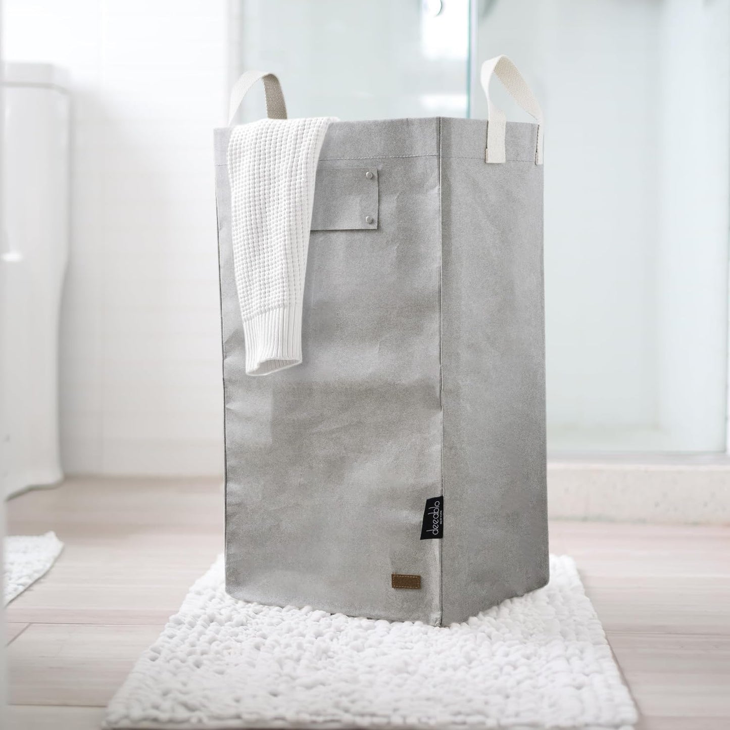 Deeablo New York - Sustainable Reusable Indoor Recycling Bin for Kitchen, Multipurpose Recycle Bin, Large Recycling Bins for Home, Washable Paper Bag for Recycling (Grey)