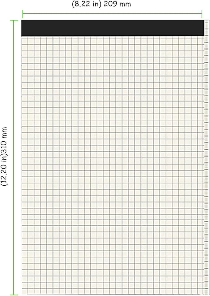 5 Pack A4 Graph Paper Pads, Quad Grid Paper Pad, 80 Sheets/Pad, Graph Paper Notebook for Office Supplies, Architects, White