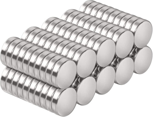 SMARTAKE 100 Pcs Refrigerator Magnets, 10x2.3mm Small Round Fridge Magnet, Multi-Use Premium Neodymium Office Magnets for Fridge, Whiteboard, Billboard in Home, Kitchen, Office and School (Silver)