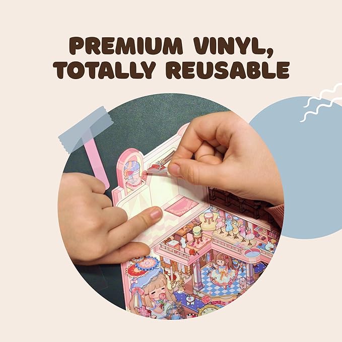 Foldable 3D Sticker Scene Kit - Interactive Large Sticker Scenes with Layeres for Adults & Kids, Detailed Miniature Scene Stickers Book Style with Tweezer, Creative Sticker Therapy Gift.