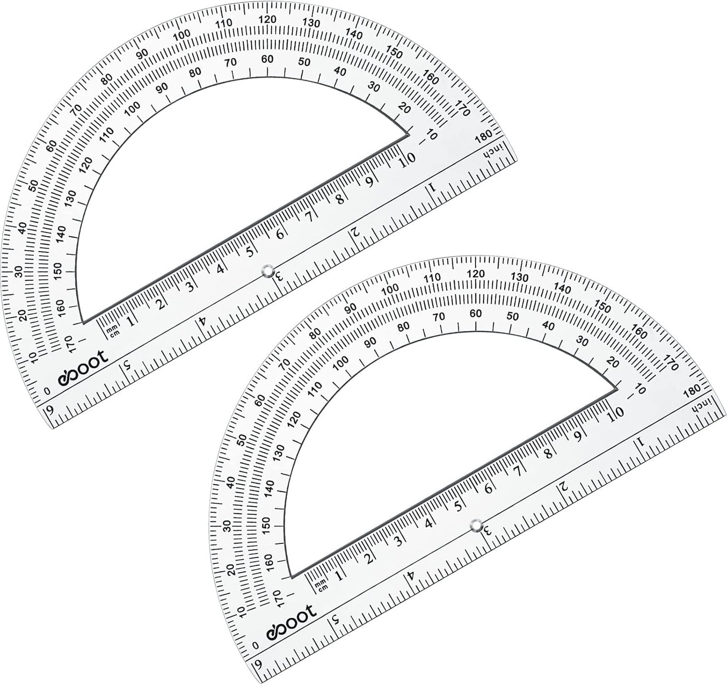 EBOOT 24 Pack Plastic Protractors Math Protractor 180 Degrees 6 Inch (Clear)