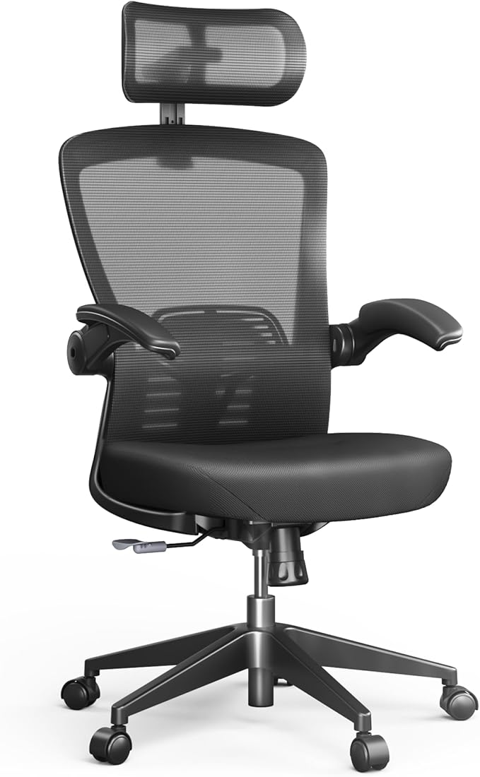 FLEXISPOT OC3 Pro Ergonomic Office Chair High Back Computer Chair with Flexible Flip-up Armrest/8-Level Lumbar Support, High Elastic Foam Seat Cushion, Chairs for Home Office Working Studying, Black