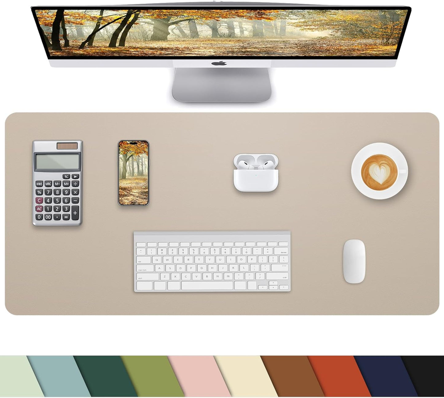 Small Desk Mat,Leather Desk Pad Protector,Desk Mouse pad,Office Desk mat,Laptop Mat for Desk, Non-Slip PU Leather Desk Blotter,Waterproof Desk Writing Pad for Office/Home(31.5"x15.7",Apricot)