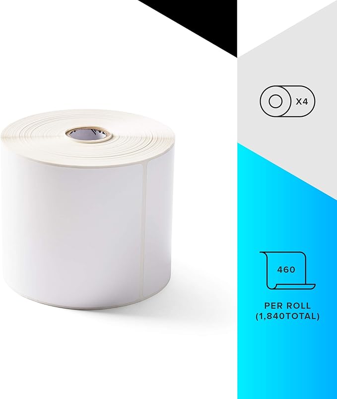 Zebra 4 x 6 in Thermal Transfer Polyester Labels Z-Ultimate 3000T Permanent Adhesive Shipping Labels 1 in Core 4 rolls 10031647SP