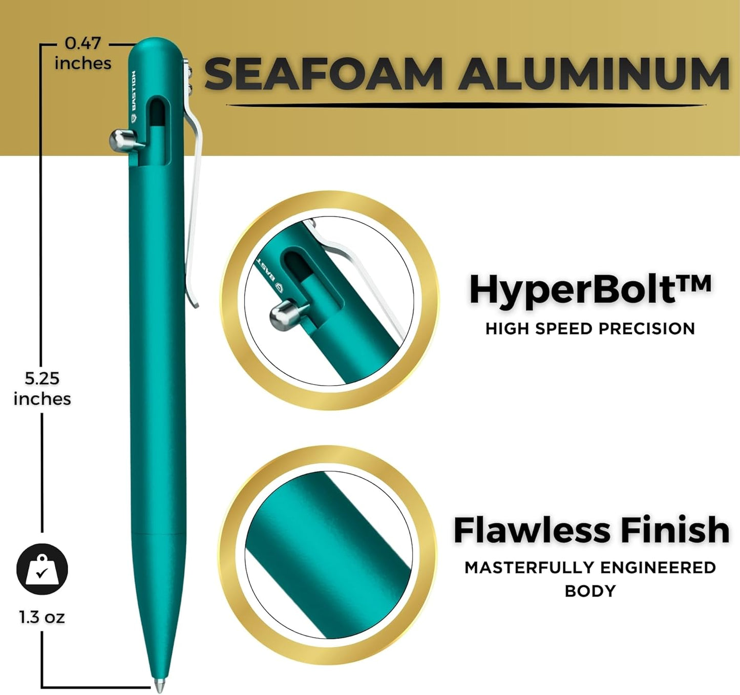 BASTION® Luxury Bolt Action Pen, Durable Professional Ballpoint Pen with Fine Tip, EDC Pen, Ink Refillable Pen for Birthday Gift, Travel Pen for School and Work