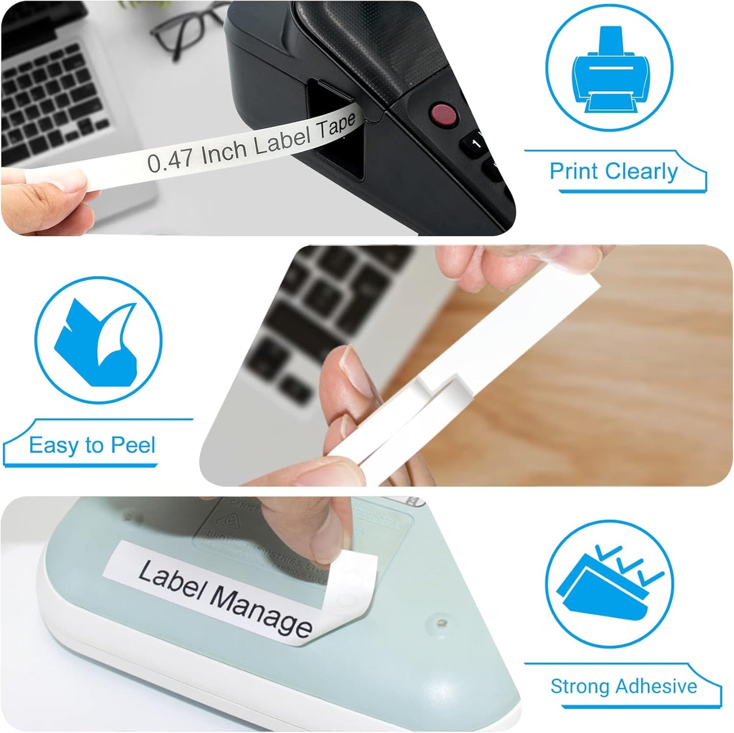 TZe-231 12mm 0.47 Laminated White Tape TZe Compatible with Brother P Touch Label Tape 12mm Label Maker Tape TZe231 Black on White for Brother PT-H110 PTD210 D220 D400 D460 D600 10 Packs