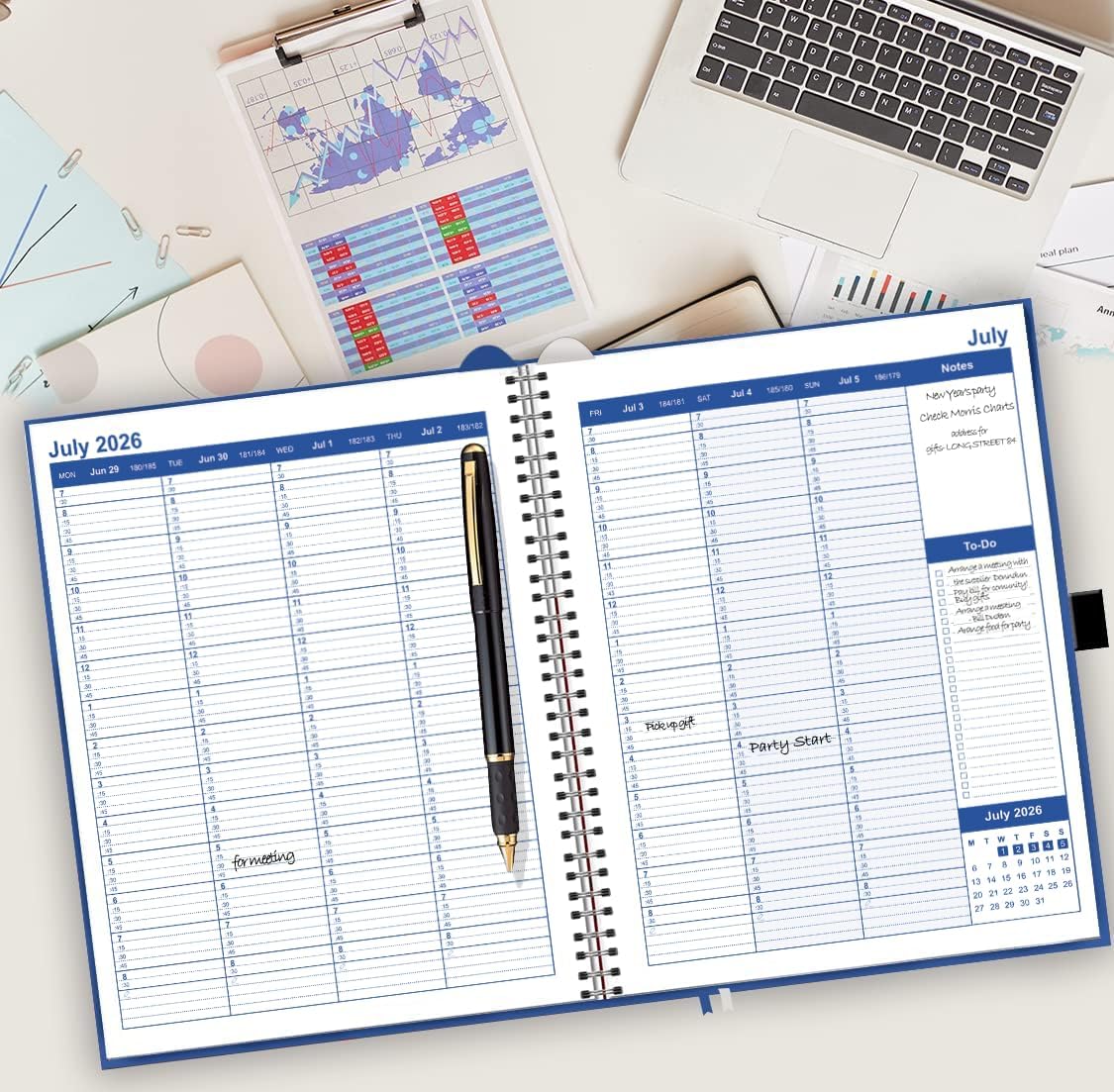 Hourly Planner 2025-2026 by StriveZen, January 2025 - July 2026, Weekly Appointment Book, Daily Scheduling Calendar, Medical, Business, 15 minutes, Pockets, Large, HARDCOVER, 8.5x11