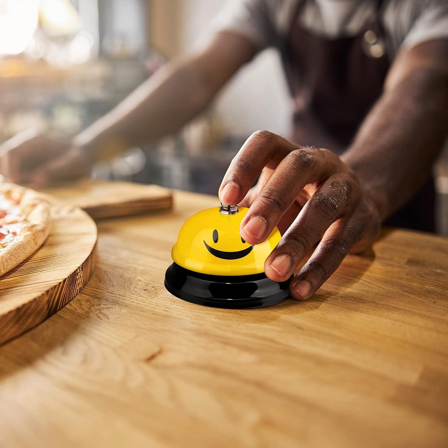 Hotop 3 Pcs Desk Bell for Service Funny Front Desk Smile Face Metal Ringer Call Bell for Kitchen Hotel Restaurant Classroom(Smile Face,Yellow)