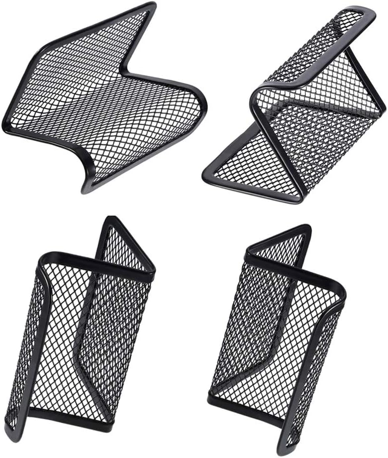 Rocutus 8pcs Business Card Organizer - Metal Card Holder, Desk Display - Black Mesh